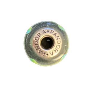 Pandora glass flower turquoise and green charm